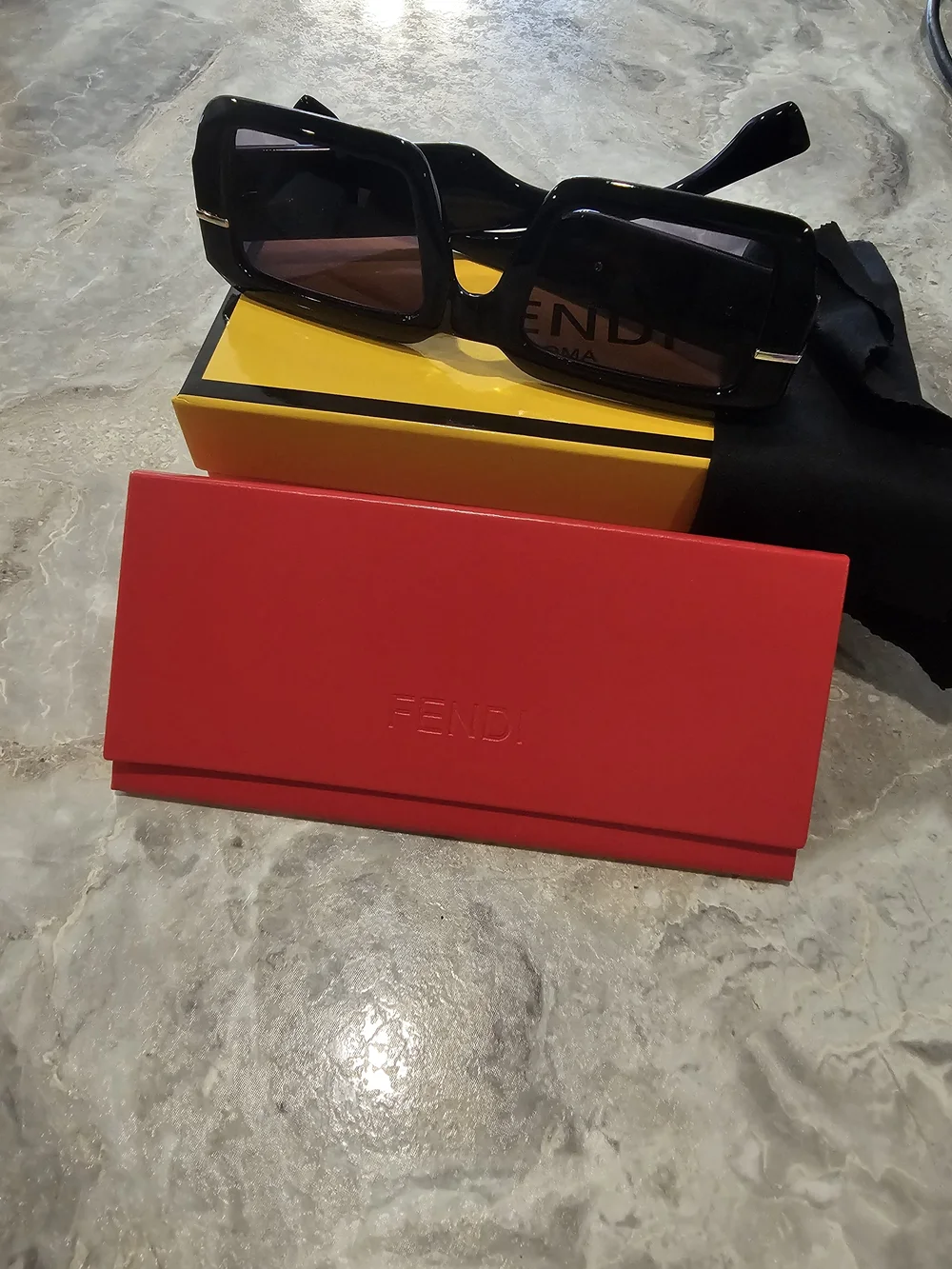 Fendi Black Logo Wide Frame Sunglasses